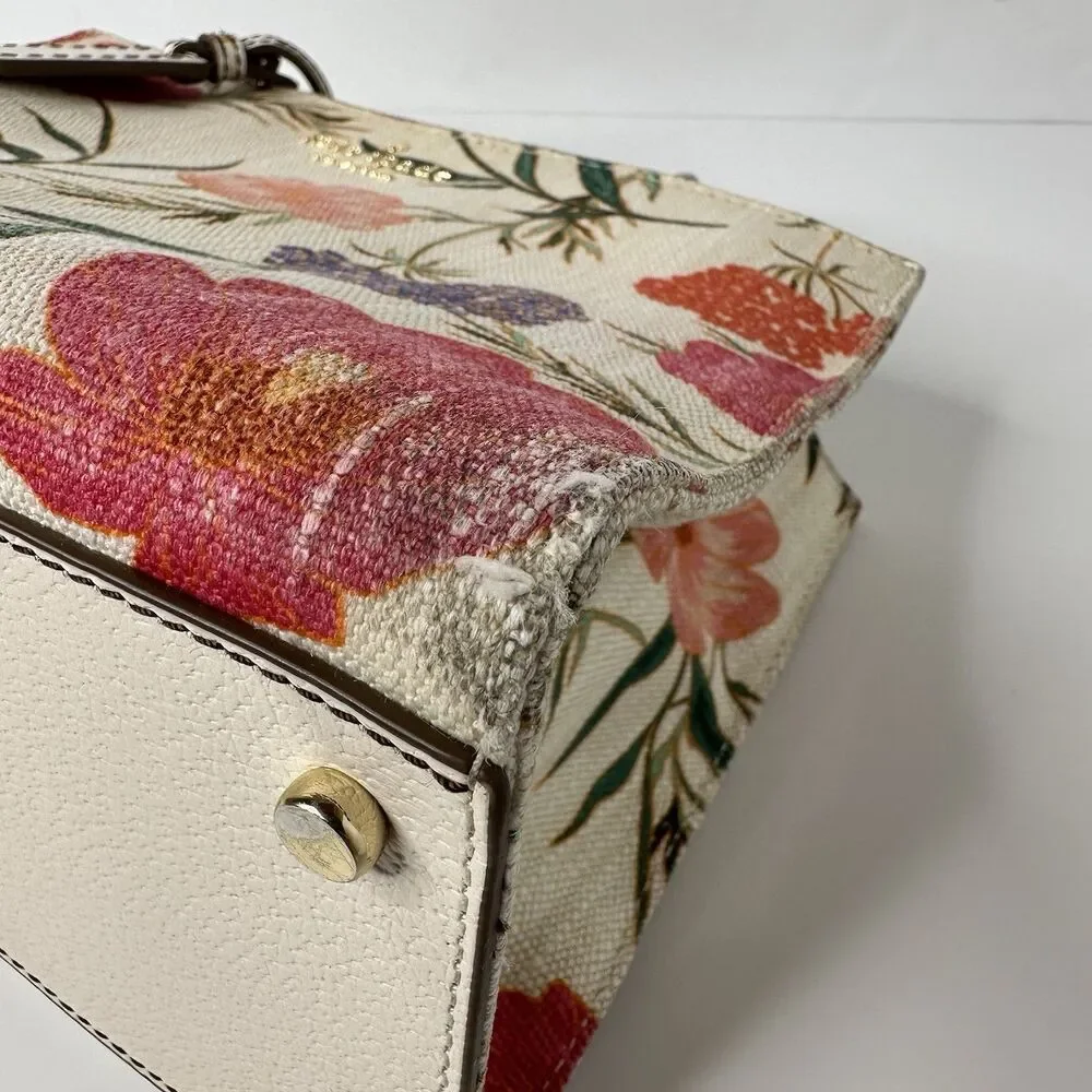 Kate Spade Thompson Street Sam Bag Floral Print Linen Crossbody‎ Purse Satchel